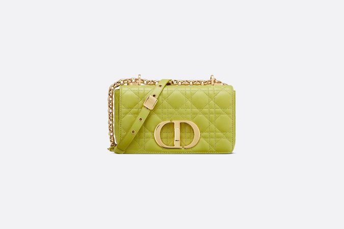 Small Dior Caro Bag Lime Supple Cannage Calfskin - Bags - Women's Fashion | DIOR