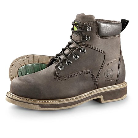 Men's John Deere® 6" Steel Toe Work Boots, Dark Brown - 292216, Work Boots at Sportsman's Guide