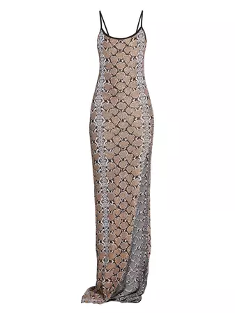 Shop Balmain Sequined Python Print Tank Gown | Saks Fifth Avenue