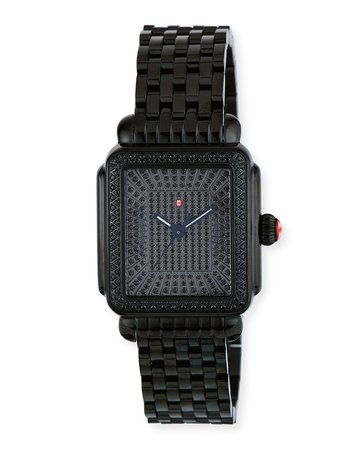 MICHELE 18mm Deco Noir Ultimate Pave Diamond Watch