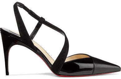 Platina 85 Suede-trimmed Patent And Smooth Leather Slingback Pumps - Black