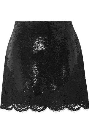 Philosophy di Lorenzo Serafini | Lace-trimmed sequined chiffon mini skirt | NET-A-PORTER.COM