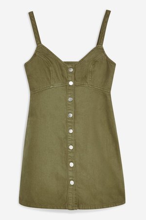 Khaki Denim Button Up Dress - Denim - Clothing - Topshop