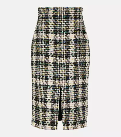 Checked Tweed Midi Pencil Skirt in Multicoloured - Alexander Mc Queen | Mytheresa