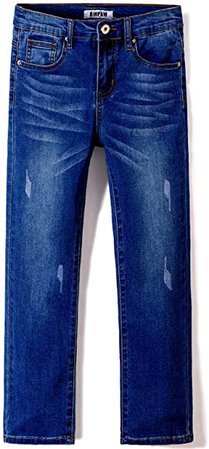 Amazon.com: Kids Boy's Girl's Unisex Classic Regular Fit Pull On Slim Straight Leg Denim Jeans Pants, Deep Blue, 10: Clothing