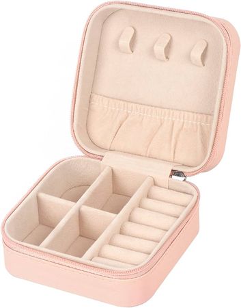Amazon.com: MFXIP Travel Jewelry Case Small Jewelry Box Jewelry Organizer Storage Case Portable PU Leather Mini Jewelry Travel Case for Girls Womens Earring, Necklace, Rings,Bracelets (S 1, Pink) : Clothing, Shoes & Jewelry