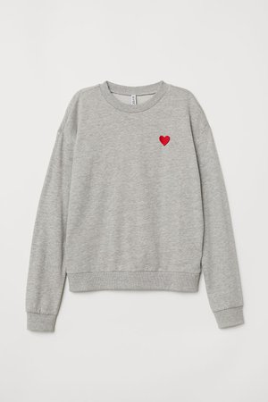 Sweatshirt - Gray melange/heart - | H&M US