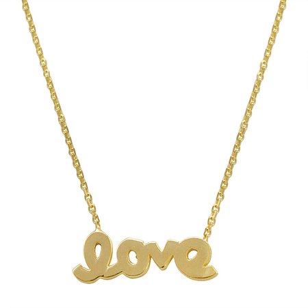 Amanda Rose 14k Yellow Gold Love Necklace on a 16-18 in. Adjustable Ch | MLG Jewelry