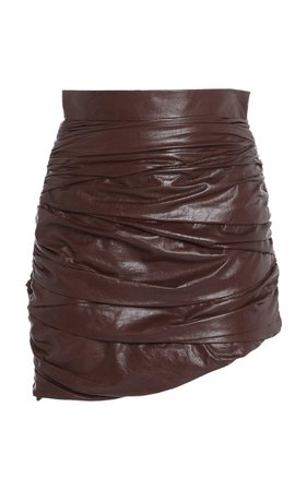 Ruched Leather Mini Skirt by Zeynep Arçay | Moda Operandi