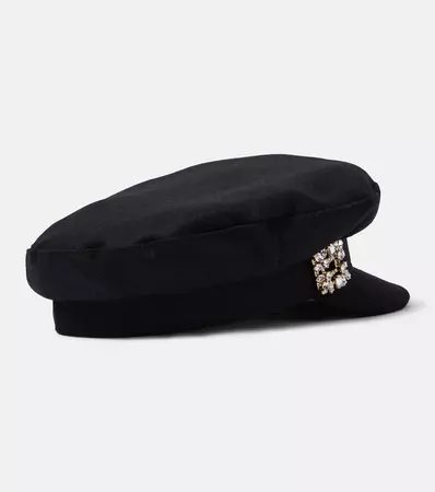 Embellished Wool Blend Hat in Black - Roger Vivier | Mytheresa