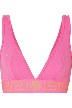 Versace | Stretch-cotton jersey soft-cup triangle bra | NET-A-PORTER.COM
