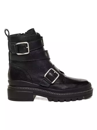 Shop Bernardo Durban Leather Moto Boots | Saks Fifth Avenue