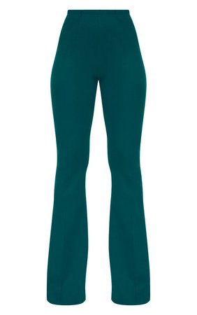 Forest Green High Waist Extreme Flare Long Leg Trousers | PrettyLittleThing