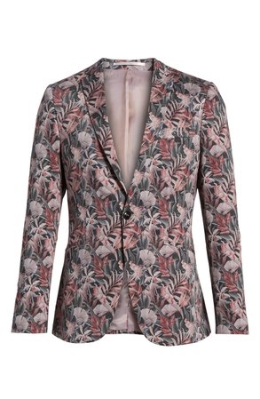 Topman Ultra Skinny Fit Hibiscus Print Suit Jacket | Nordstrom