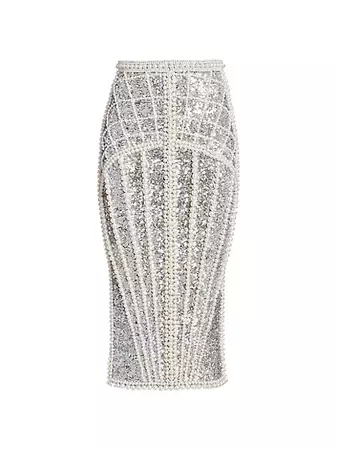 Shop Balmain Embellished Metalic Midi-Skirt | Saks Fifth Avenue