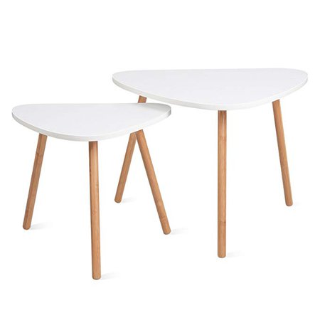 Amazon.com: HOMFA Nesting Coffee End Tables Modern Furniture Decor Side Table for Living Room Balcony Home and Office ( White, Set of 2 ): Home & Kitchen