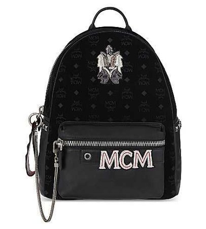 MCM Stark Insignia Medium Velvet Backpack