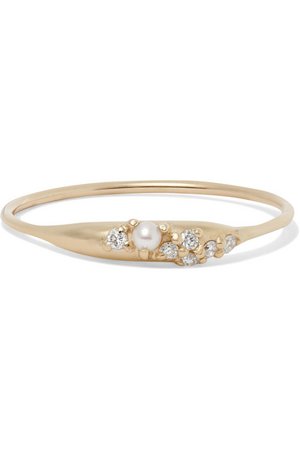 SARAH & SEBASTIAN | Coral Relic gold, diamond and pearl ring | NET-A-PORTER.COM
