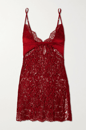 COCO DE MER + Killing Eve Moscow cutout Leavers lace and satin chemise  $535