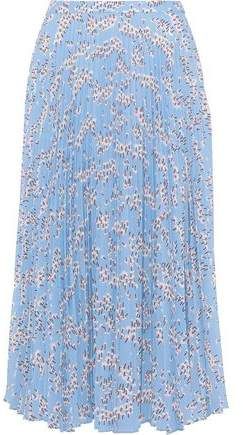 Hailey Pleated Floral-print Crepe De Chine Midi Skirt