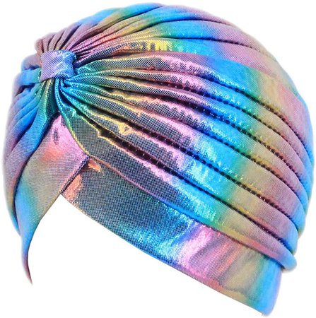 Surkat Unisex Metallic Arab India Pleated Turban Headwrap Swami Hat Costume Hat Chemo Cap at Amazon Women’s Clothing store
