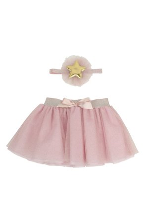 Popatu Star Glitter Tulle Skirt & Head Wrap Set (Baby Girls) | Nordstrom