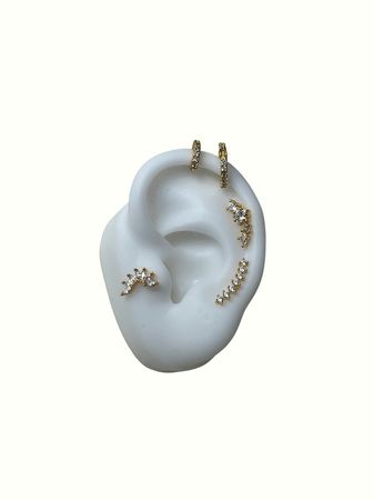 Diamond Climber Stud Cartilage Earring Set Y2K Earring - Etsy