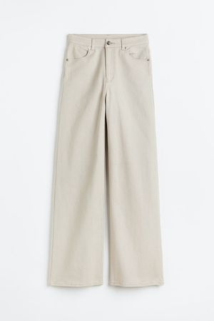 Wide twill trousers - Light greige - Ladies | H&M GB