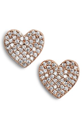 kate spade new york yours truly pave heart stud earrings | Nordstrom