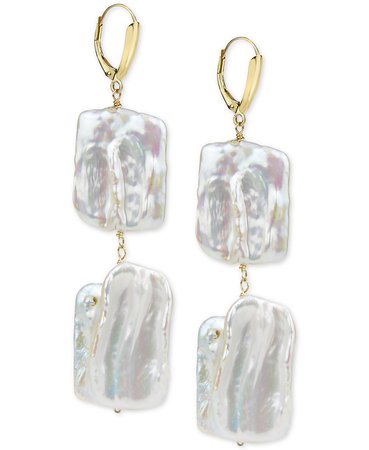 Macy's 14k Gold Cultured Baroque Freshwater Pearl Drop Earrings