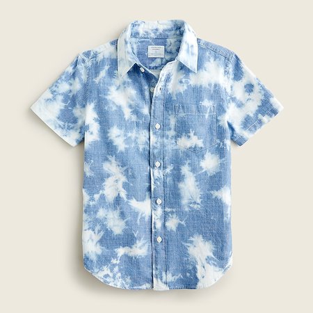 J.Crew: Boys' Short-sleeve Chambray Button-down In Beach Wash For Boys