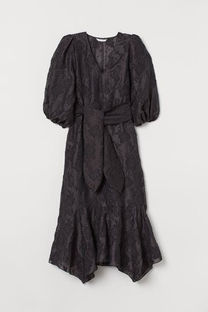 Jacquard-weave Dress - Black