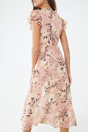 Chiffon Floral Cutout Midi Dress | Forever 21