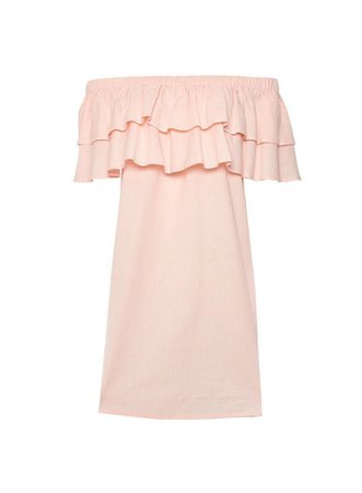 Pink Double Frill Bardot Dress | Dorothy Perkins