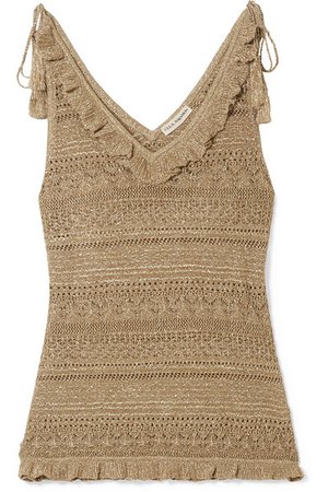 Ulla Johnson | Noley tasseled metallic crochet-knit tank | NET-A-PORTER.COM
