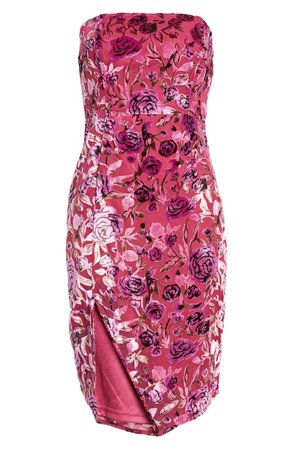 Lulus There She Floral Strapless Velvet Dress | Nordstrom