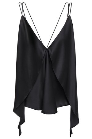 Black Open-back asymmetric layered draped silk-satin camisole | Sale up to 70% off | THE OUTNET | MICHAEL LO SORDO | THE OUTNET