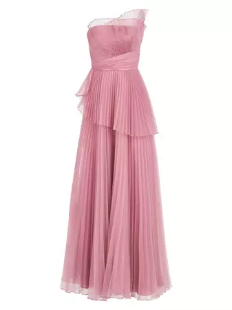 Shop THEIA Delphine Pleated One-Shoulder Organza Gown | Saks Fifth Avenue