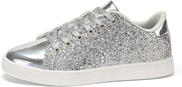 Amazon.com | LUCKY STEP Glitter Sneakers Lace up | Fashion Sneakers | Sparkly Shoes for Women (9 B(M) US,Red) | Fashion Sneakers
