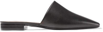 Tessy Leather Slippers - Black