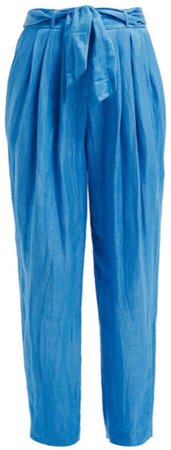 WtR - Orquidea Blue Linen Paperbag Trousers
