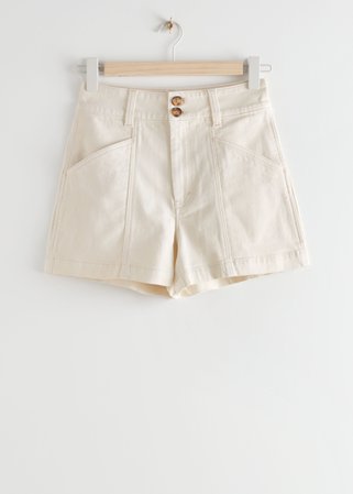 High Waisted Denim Shorts - White - Shorts - & Other Stories