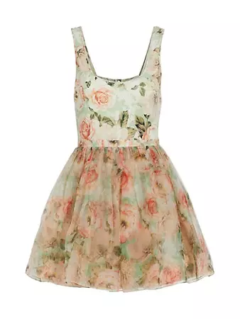 Shop Alice + Olivia Chara Floral Chiffon Minidress | Saks Fifth Avenue