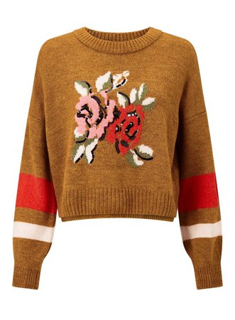 Rust Floral Jacquard Knitted Jumper - Miss Selfridge US