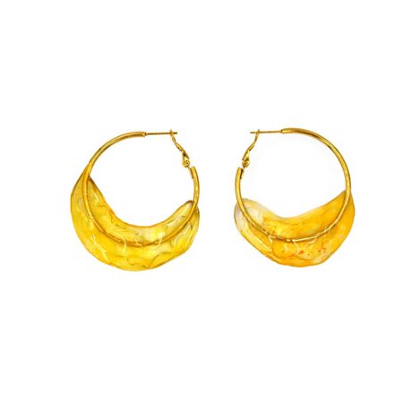 Yellow Frozen Dipped Hoops | Laugahey | Wolf & Badger