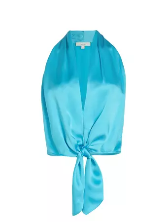 Shop The Sei Silk Tie-Front Sleeveless Blouse | Saks Fifth Avenue