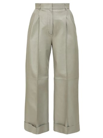 Fendi Pintucked wide-leg leather trousers