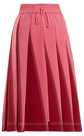A Line Pleated Jersey Skirt - Womens - Pink