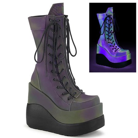 DEMONIA "Void-118" Ankle Boots - Green Multi Reflective – Demonia Cult
