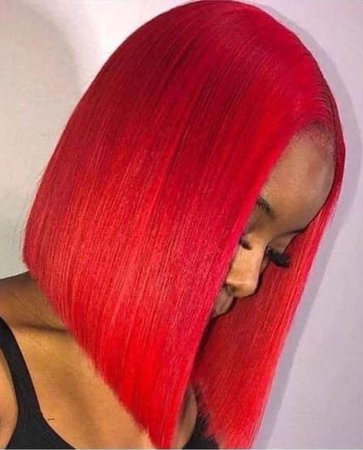 red blunt cut bob hair style
